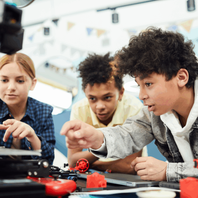 Students using Imagine Math program for adaptive algebra practice.